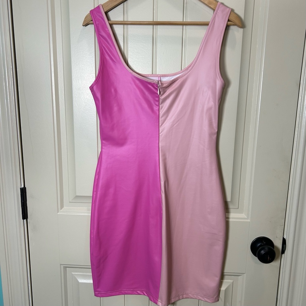 By‎ Egreis Women’s Faux Leather Mini Dress Sleeveless Pink Size Medium